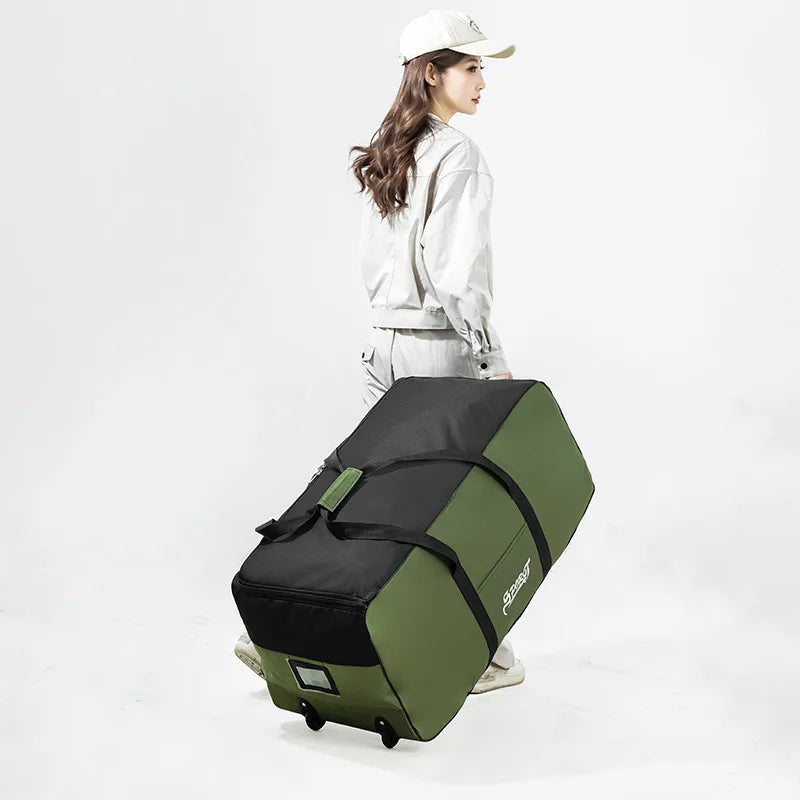 Spring Student Luggage Large Capacity Foldable Checked Bag Residential Quilt Storage Travel with Wheels