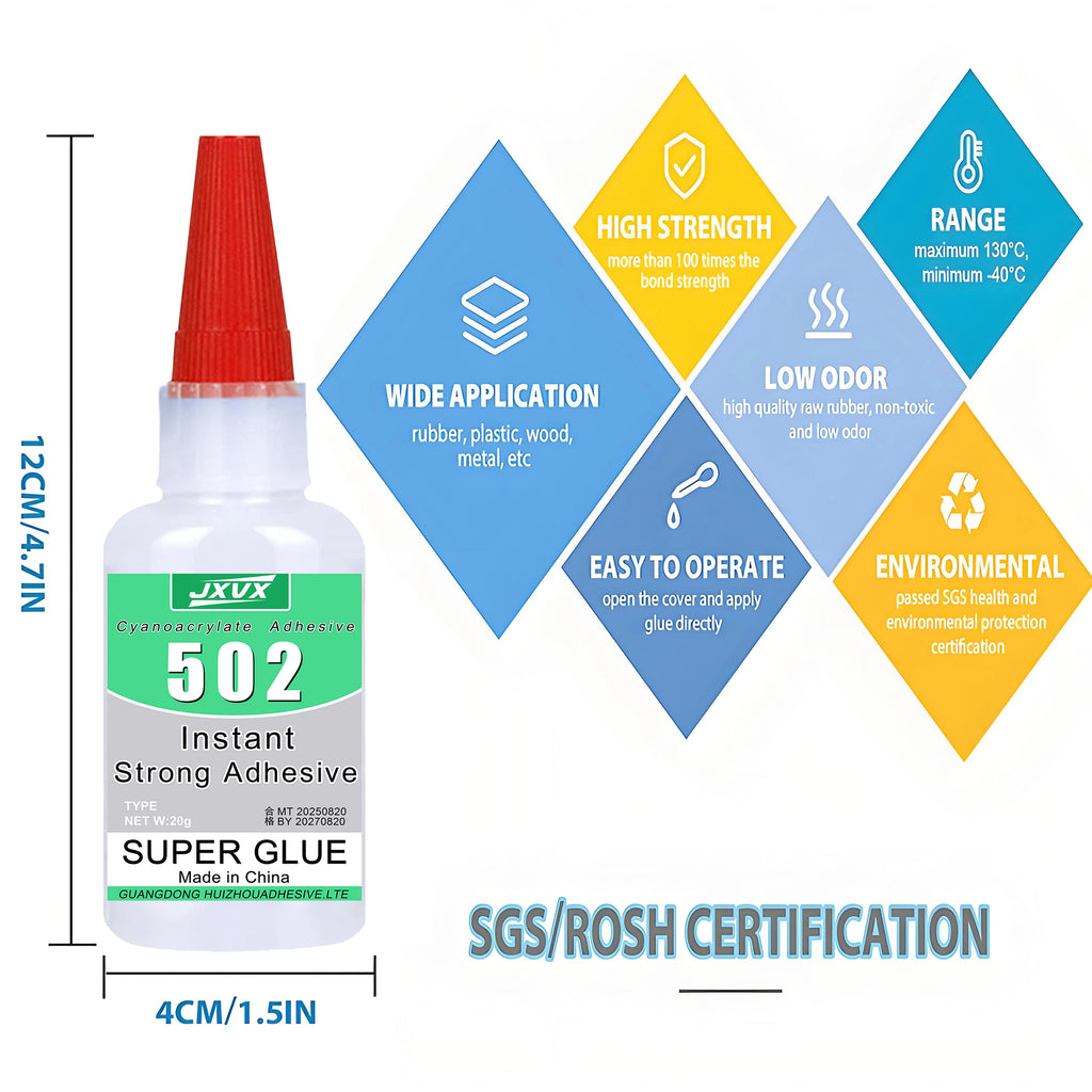 High Capacity Cyanoacrylate Adhesive 502 Super Glue Extra Strong Instant Quick-drying Cyanoacrylate Adhesive Leather Rubber Glass Wood Metal Strong Bond Liquid Glue Tool 1-3 Pieces.
