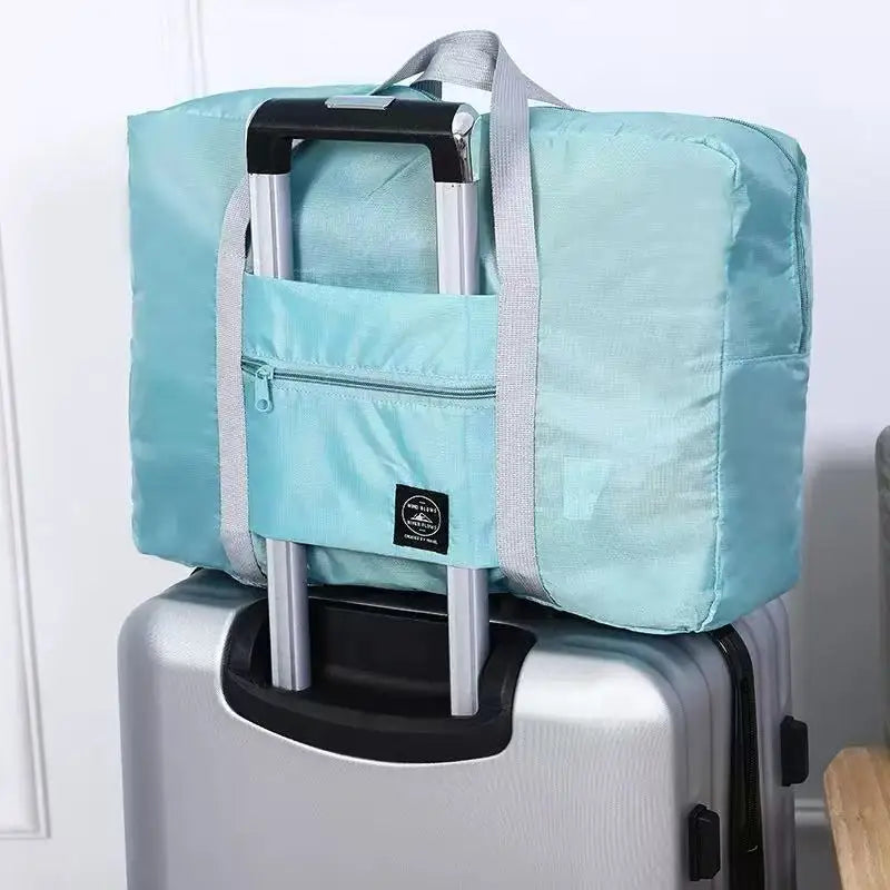 Foldable Travel Duffle Bag Large Capacity Nylon Carry On Handbag Lightweight Multifunctional Storage Tote for Airplane Weekend