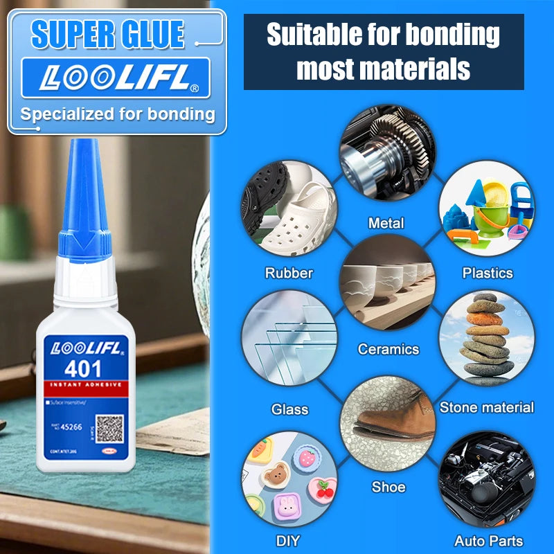 Loctite 401 Quick Glue Instant Fast Adhesive - Super Strong Multi-Purpose Colorless Liquid for DIY Repair And Bonding