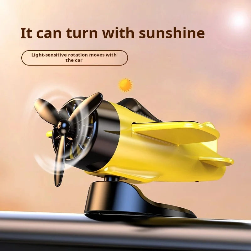 Car Solar Airplane Ornaments 360 Rotary Creative Car Center Console Powered Aircraft Ornaments Car Interior Decor Accessories