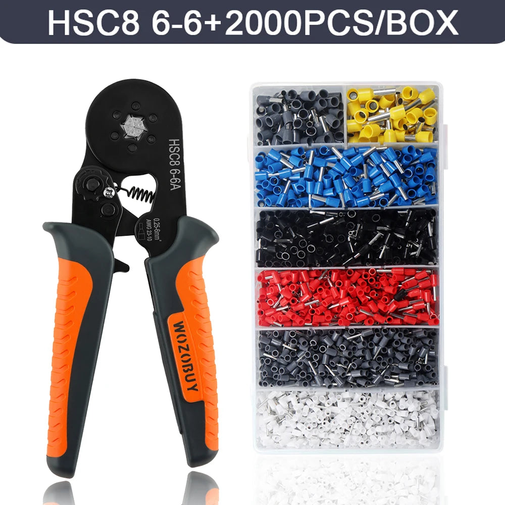 Ferrule Crimping Tool Kit , Ratchet Pliers  with Wire End Ferrule Terminals, Quadrilateral Wire Crimp Pliers with Crimp