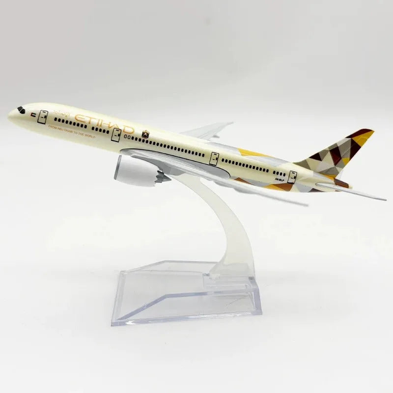 Plane Model B787 Etihad Airways 1:400 Scale 16cm Metal Aircraft Diecast Aviation Miniatures Model Toy With Base Gift Ornaments