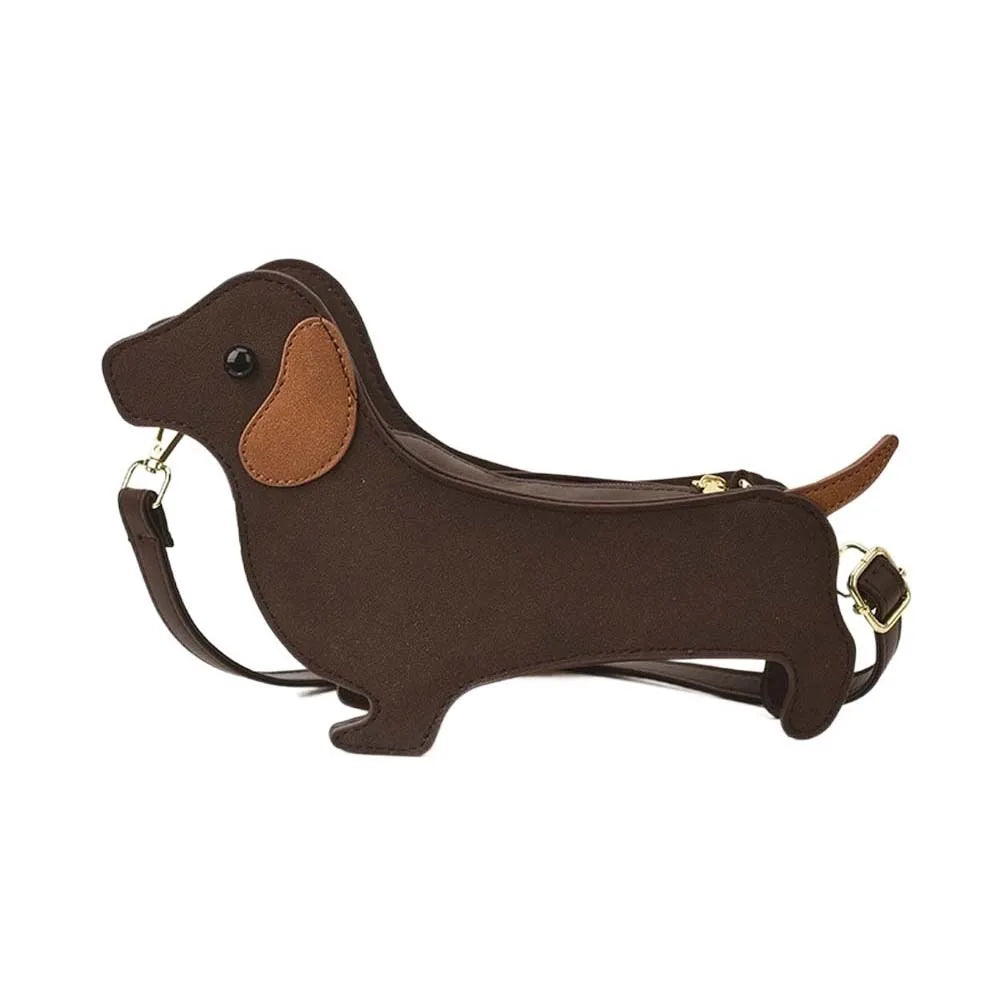 Kawaii Dachshund Crossbody Bag Three-dimensional Anti-splash Water Dog PU Shoulder Pouch Korean Style Lightweight