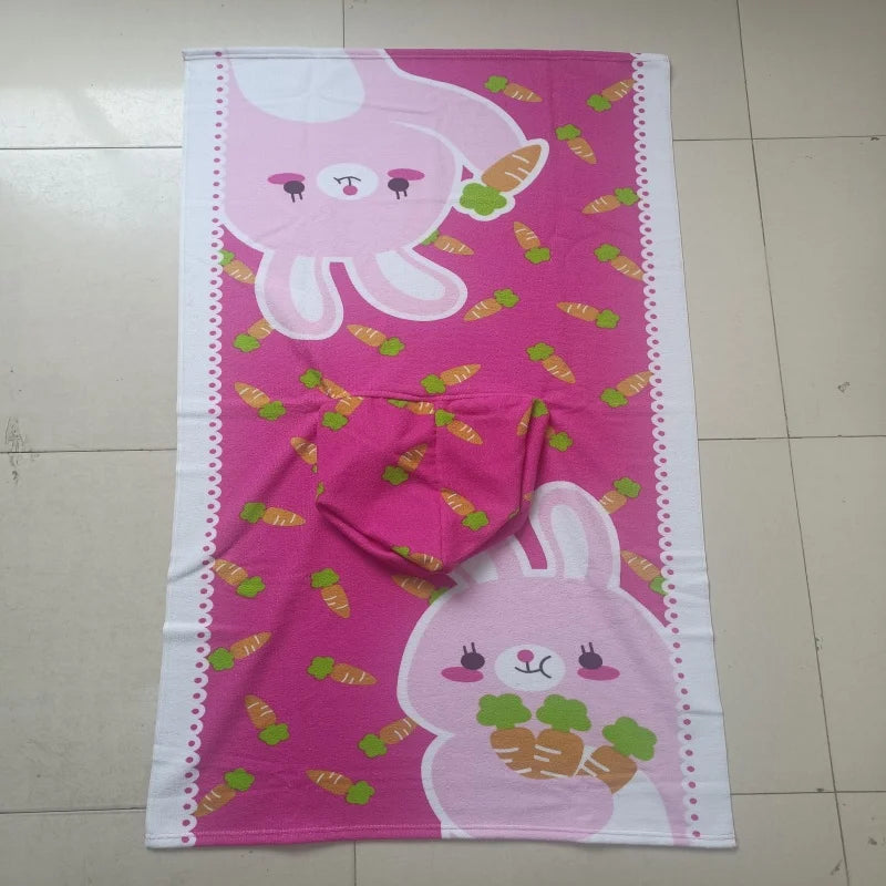 Beach Towel For Kids Hooded Bath Towel Poncho Kids  rabbit pattern Baby Towel For Girls 2-6 Years Bathroom Beach Swim Cover