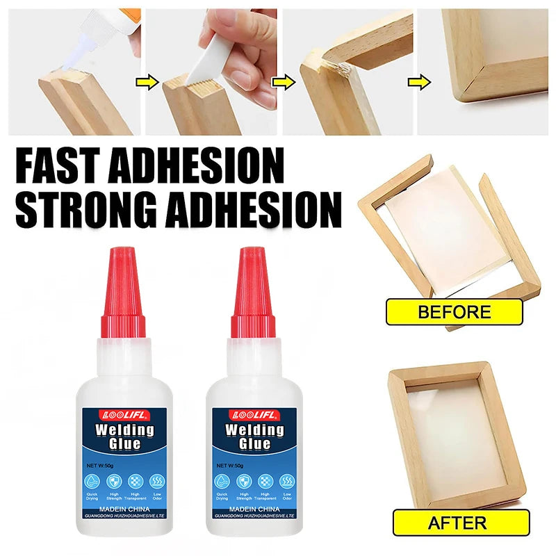 LOOLIFL Super Glue, 50g transparent, used for DIY production of plastic, metal, wood, shoes, rhinestones, glass, and handicrafts