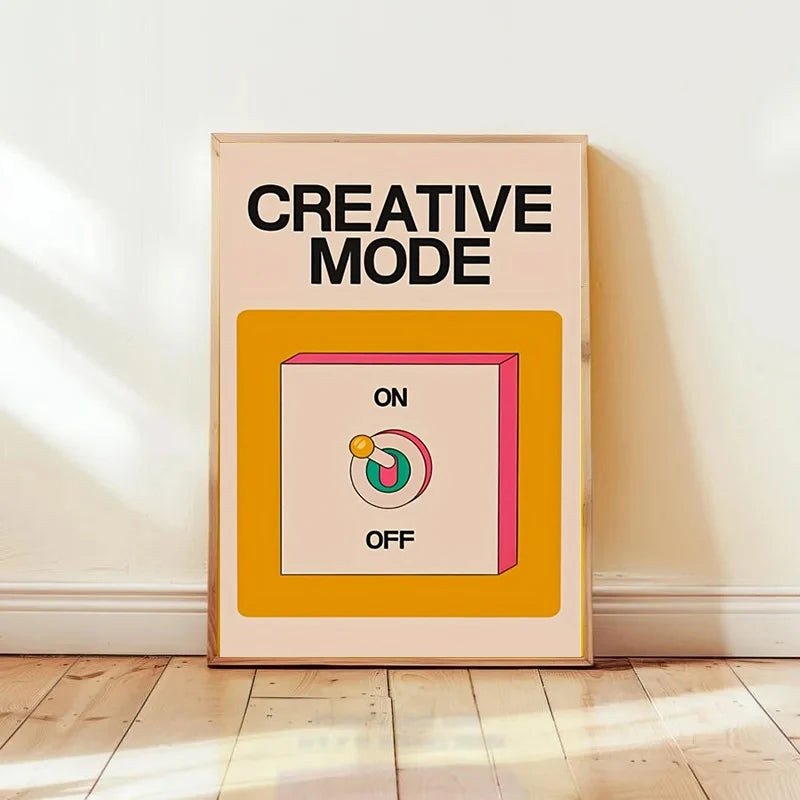 Cartoon Switch Poster Mental Health Poster Inspirational Quotes Positive Wall Decoration Colorful Retro Illustration - Frameless