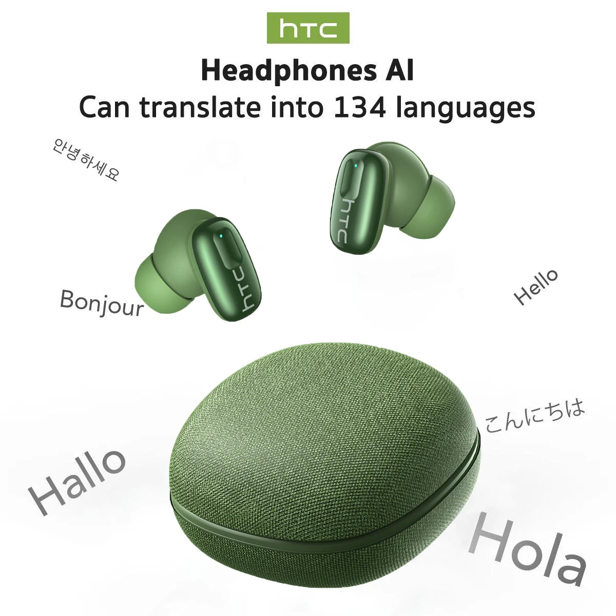 Auriculares Traductor DeIdioma 2026 HTC NE75 AI Real-Time Translator 3D Surround Sound Comfort Fit for Travel Gaming Earphones