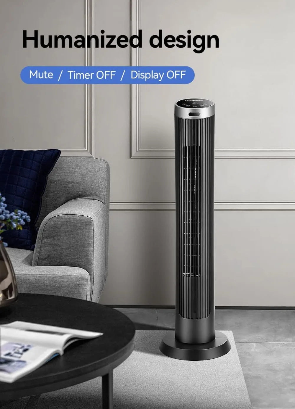 36 Inch Tower Fan with Remote, LED Display, Quiet Bladeless Floor Fan for Living Room & Bedroom