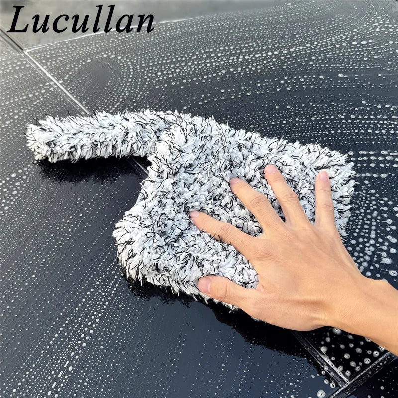 Lucullan Bubble Plus Wash Pad Microfiber Car Wash Sponge With Tail Car Care Detailing Brushes Block