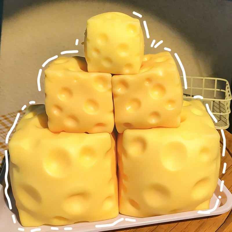 Squishy Square Cheese Squeeze Toys Slow Rebound Push Stress Relief Sensory Toy Soft Butter Cheese Fidget Toy Christmas Present