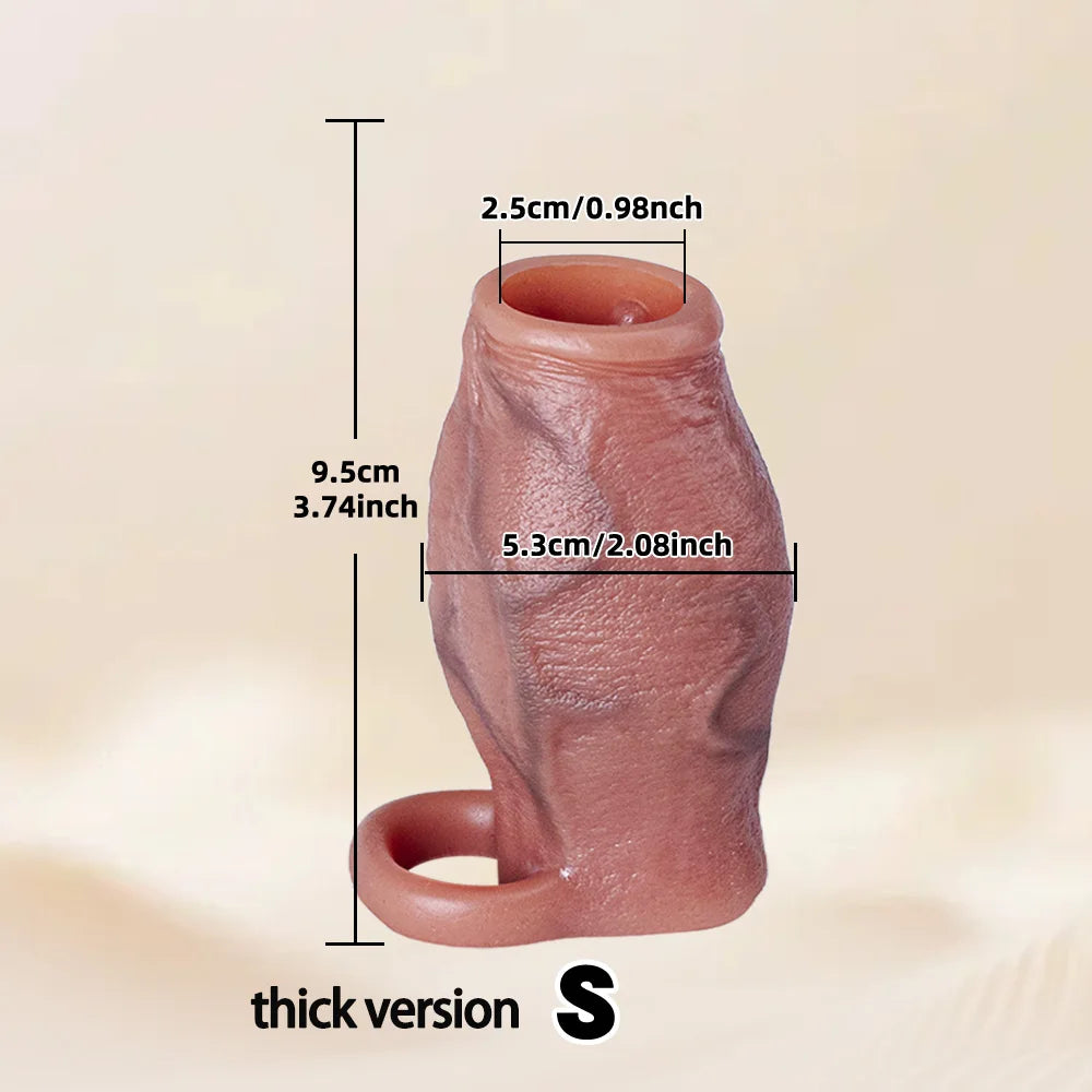 Dick Sleeve Enlargement Lock Sperm Penis Ring Adult Men Sex Toy Enlarged and Thicken Cock Sleeve Soft Silicone Male 18+ Sexy Toy