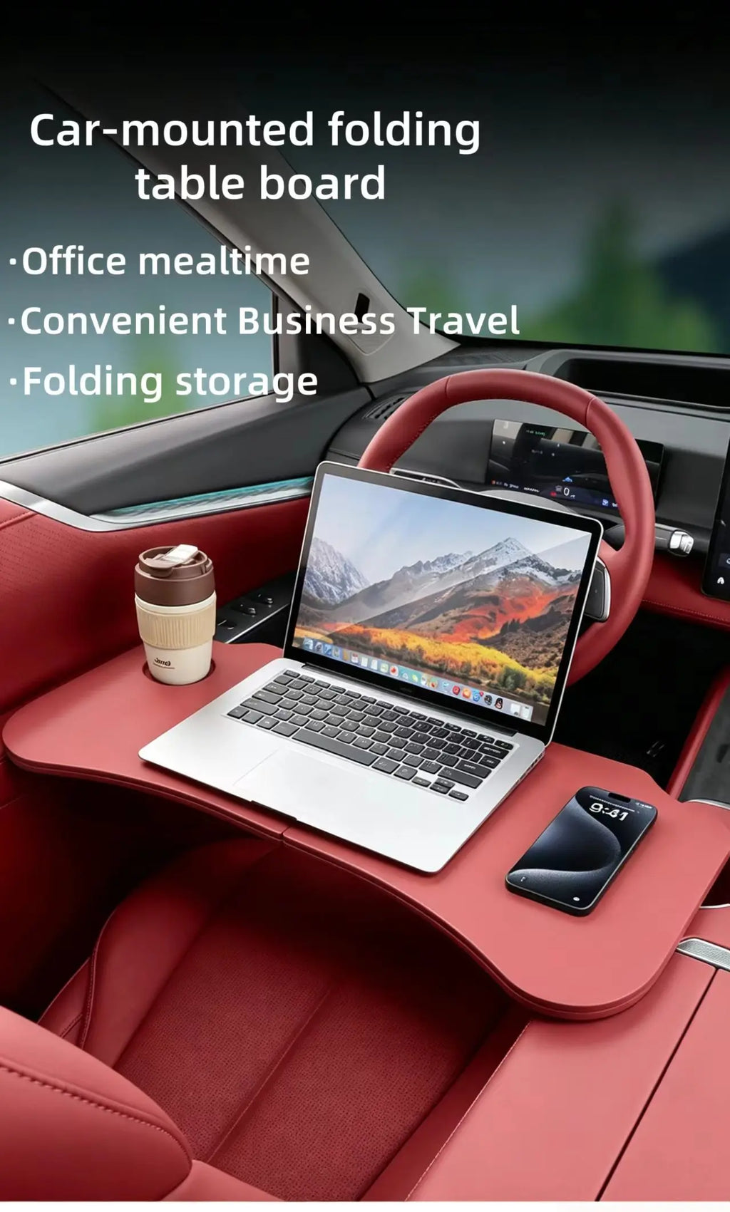 NAPP Material Universal Car Table Dining Cup Holder Wheel Tray Travel Fold Desk Laptop Portable Office Table Car Accessories