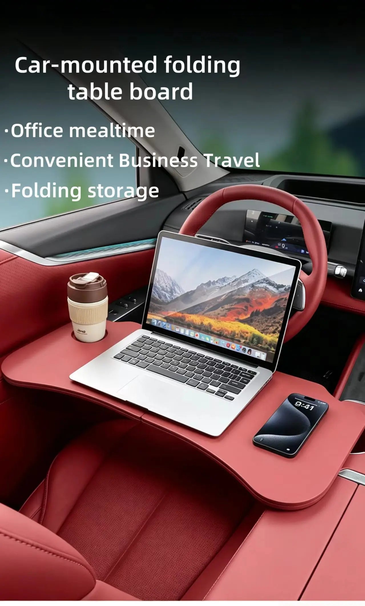 NAPP Material Universal Car Table Dining Cup Holder Wheel Tray Travel Fold Desk Laptop Portable Office Table Car Accessories