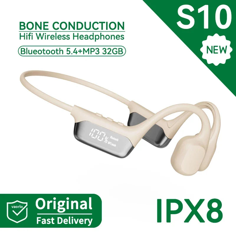 2027 New IPX8 Waterproof Bluetooth 5.4 Swimming Diving Bone Conduction Headphone Player Summer Sports Cycling Music Headset