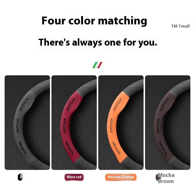 For Mitsubishi Outlander Pajero Asx Colt Lancer EX Evolution X L200 Triton RALLIART Car Suede Carbon fiber Steering Wheel Cover
