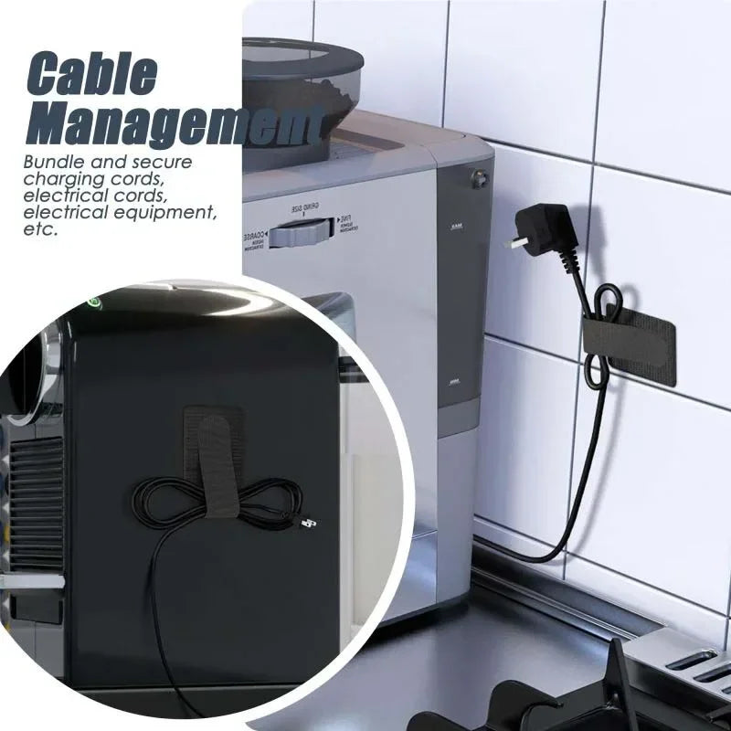 Self Adhesive Reusable Hook and Loop Cable Ties - Adjustable Cord Organizer Straps for Desk, Home & Office Cable Management