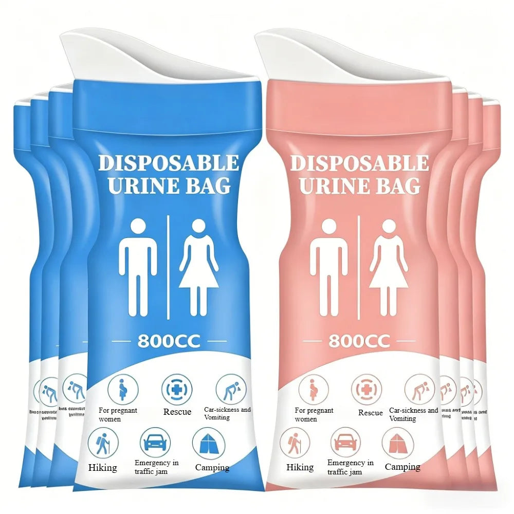12PCS New Car Emergency Urine Bag, Disposable Portable Urine Bag for Men and Women, Long-Distance Travel Peephole Bag