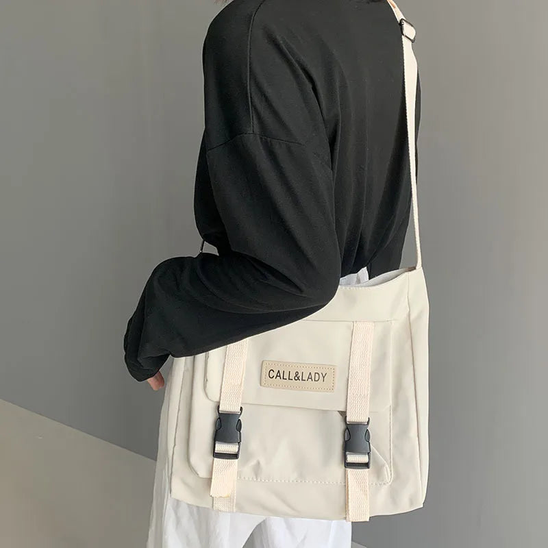 Waterproof Canvas Diagonal Cross Bag Youth Fashion Version Ladies Large Capacity Shoulder Bag Solid Color Women Messenger Bags