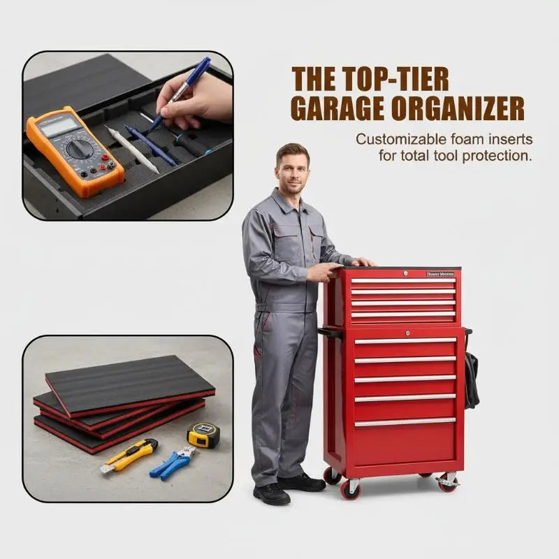 3Pcs Tool Box Foam Pads Cushioning Inserts Anti Slip Liner Sheet for Home Workshop Garage Tool Cabinet and Drawer