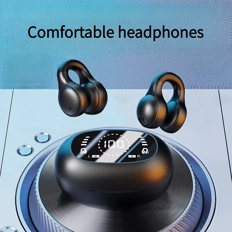 2026 New Mirror Digital Bisplay Soft Rubber Ear Clip Wireless Bluetooth Headset Noise Reduction HD Lossless Suitable For Sports