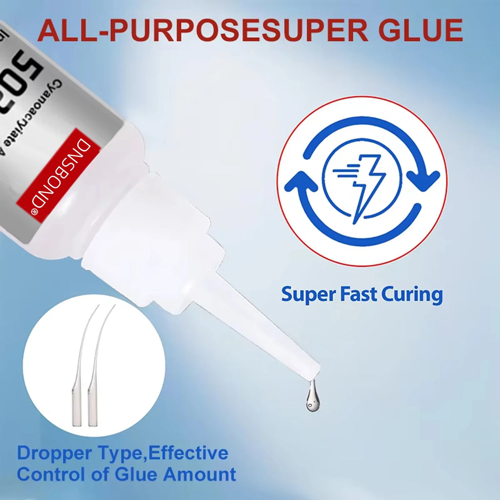 502 Super Glue Clear Strong Adhesive Fast Drying Cyanoacrylate Glue for Wood Rubber Leather Plastic Metal Jewelry DIY Crafts