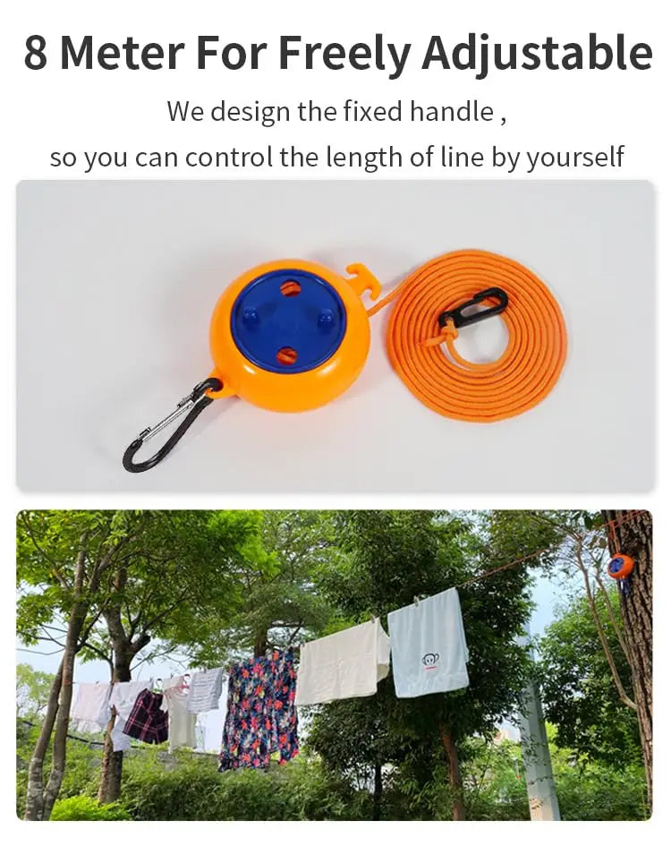 1PC Portable Retractable Clothesline Outdoor Travel Camping Hotel Windproof Anti-slip 10M Laundry Hanger Drying Rope Accessories