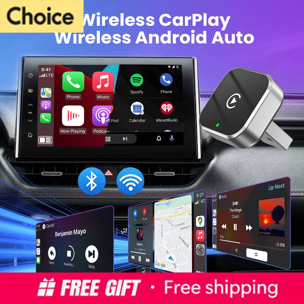 CarPlay V9 Android Auto Adapter USB Dongle Smart Mini Box Plug and Play 5G WIFI Bluetooth for 98% Wired Carplay Cars 2026