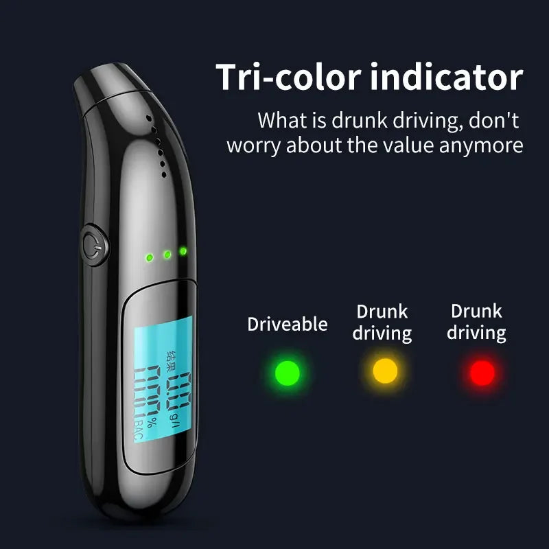 LCD Display Digital Alcohol Tester Professional Alcohol Detector Breath Rechargeable Breathalyzer Alcotester Drunk Driving Test