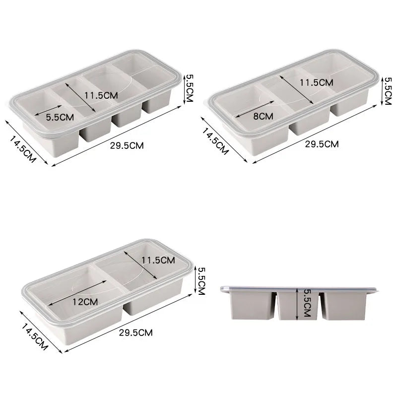 New Freeze Preservation Mold Giant Large Silicone Ice Cube Tray Mold with Lid Food Storage Container Baking Mold Kitchen Tools