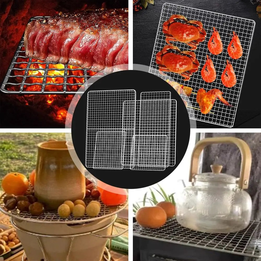 New Iron Wire Grill Racks Reusable Nonstick Barbecue Net Square Grill Net