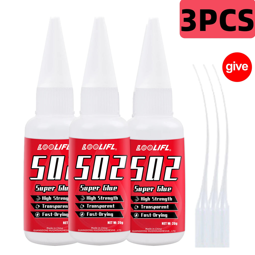 LOOLIFL502 Super GlueInstantQuick-dryingCyanoacrylate Adhesive Leather Rubber Wood Metal Strong Bond Liquid Glue Tool,Stationery