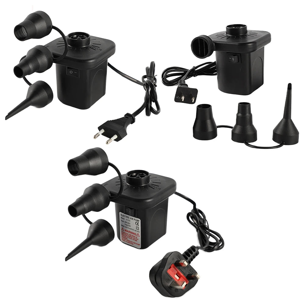 Electric Air Pump with 3 Nozzles Inflator/Deflator Pumps Quick-Fill for Inflatables Air Mattress Bed Couch Swim Ring