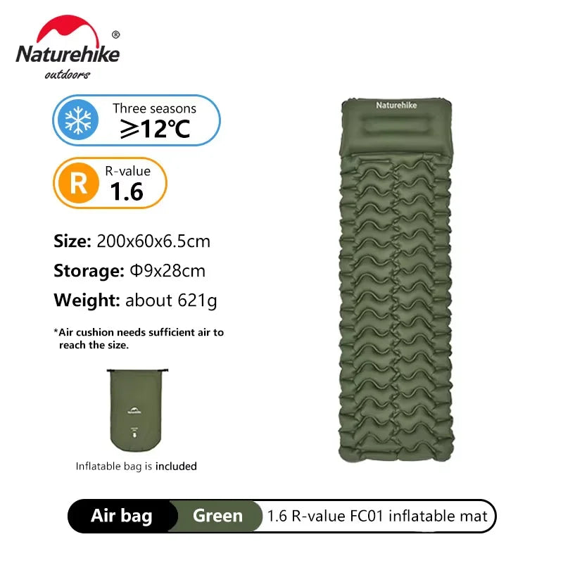 Naturehike Inflatable Mattress Camping Mattress Air Mattress Ultralight Outdoor Sleeping Pad Folding Bed Hiking Sleeping Mat