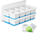 Large Ice Cube Trays 2 Pack, Silicone Easy-Release Molds with Lids, 1.8" Big Square Cubes for Whiskey & Cocktails, BPA Free & Dishwasher Safe