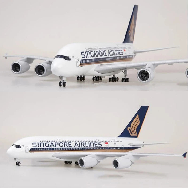 47CM diecast airplanes Singapore Airline b747 A380 a350 model planes With Light & Wheel resin Collection Aircraft Children's toy
