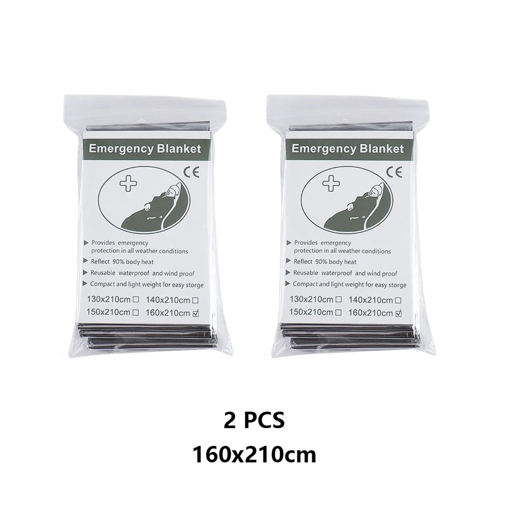 1-3PCS Emergency Blanket Outdoor Survival First Aid Kit Windproof Insulation Lifesaving PET Foil Thermal Military Rescue Blanket