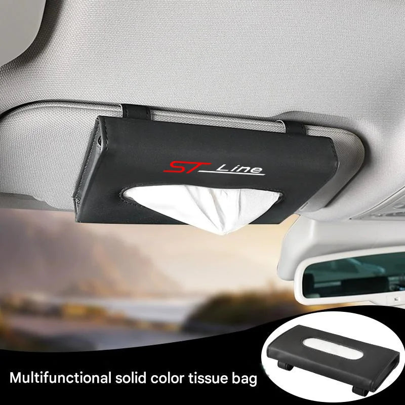 1Pcs Car Sun Visor Tissue Box And Car Sun Visor Organizer Multi-Pocke For StLineFord Focus Mk3 Mk4 St Line Auto Interior