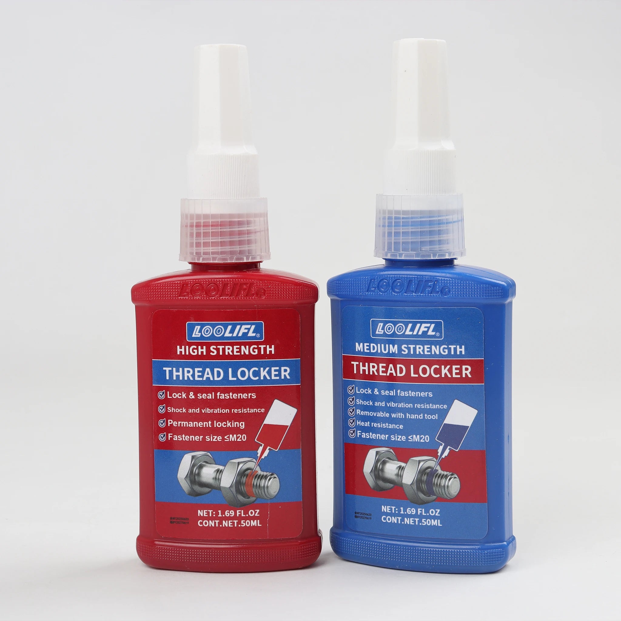 Loolifl243-271 Thread Locking Adhesive, Screw and Nut Sealant, Anti-Loosening, Anti-Vibration, Anti-Rust, Anaerobic Type 10G-50G, Removable and Non-Removable, Pack of Two