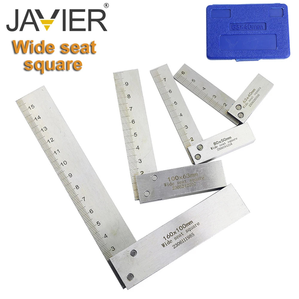 63x40mm 160x100mm Machinist Square 90 Degree Right Angle Engineer Set Precision Ground Steel Hardened Angle Ruler Square Ruler