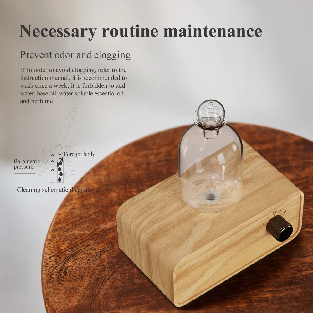 Waterless Aroma Essential Oil Diffuser Rechargeable Wooden Fragrance Electric Scent Diffuser Built-in Battery Nebulizer For Home