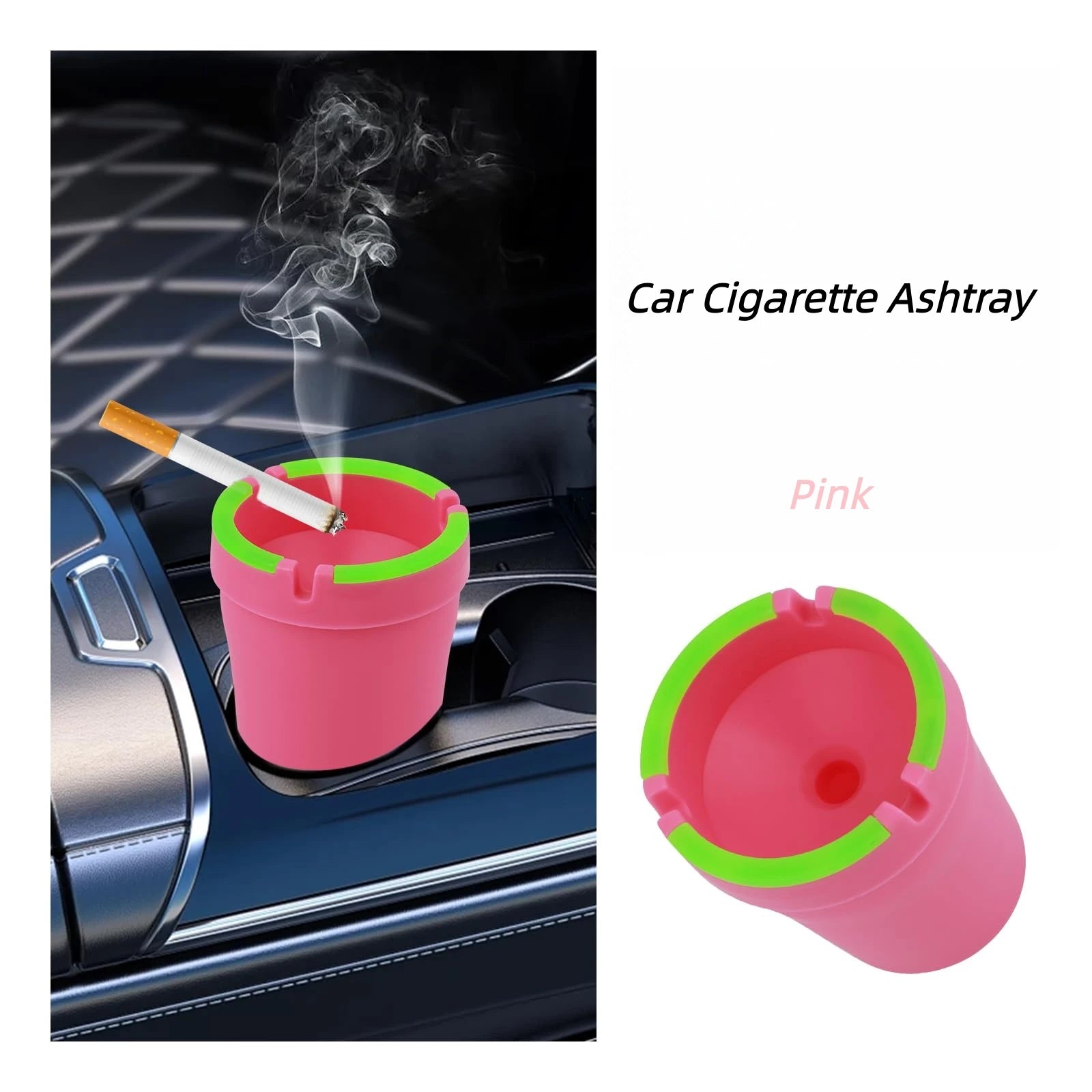 Universal Multifunctional Portable Car Ashtray with Lid, Smokeless Smell-Proof Cup Holder Ashtray for Auto Interior Accessories