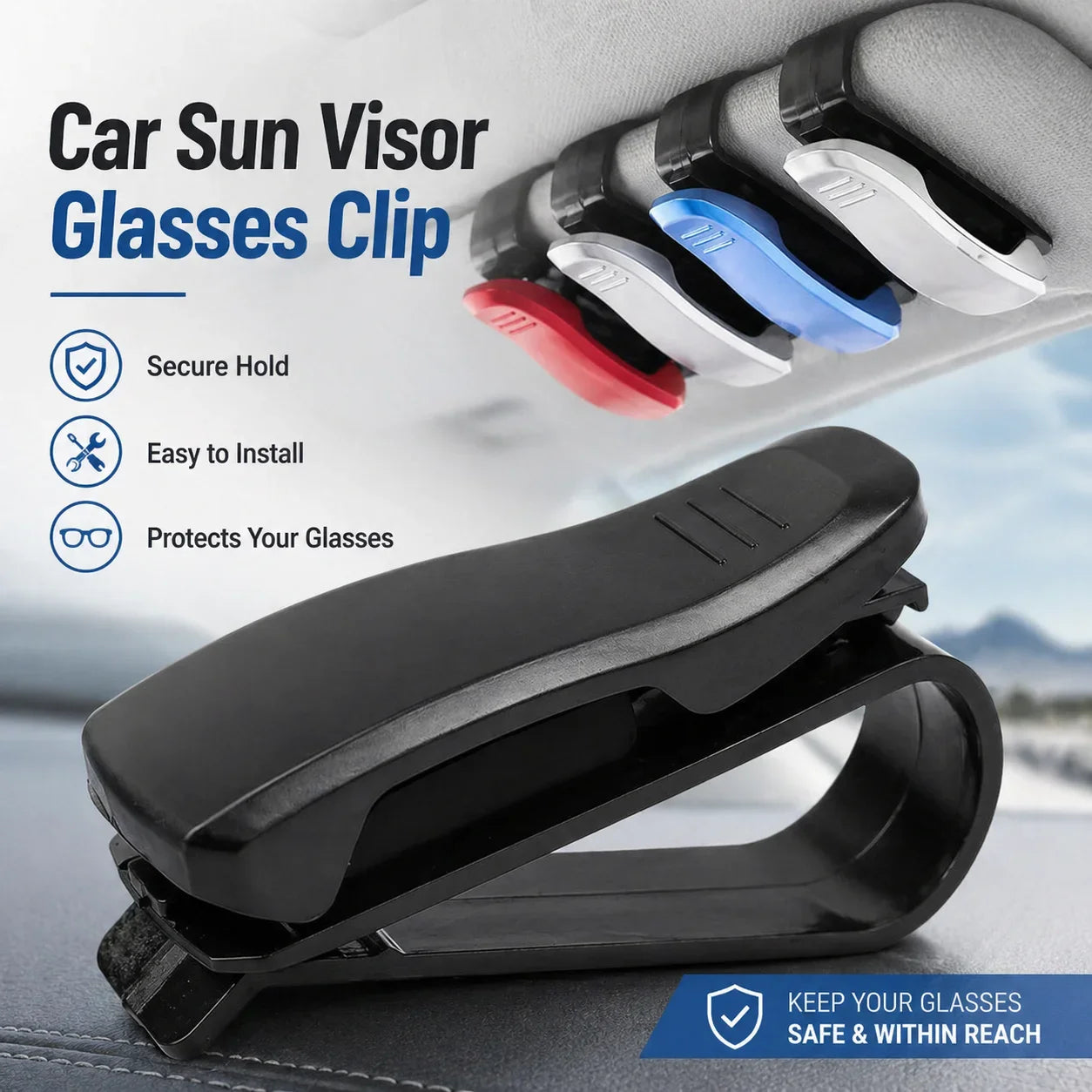 Universal Car Sun Visor Eyeglass Hanger Clip PU Leather Magnetic Glasses Holder Multi-Function Storage Auto Interior Accessories