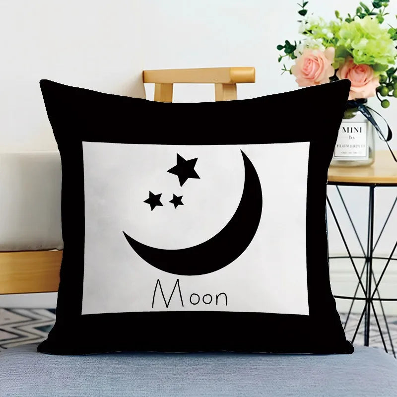 Black and White Ins Style Double-sided Printed pillow cover Short plush Suitable living rooms bedrooms sofas throw cushion cover
