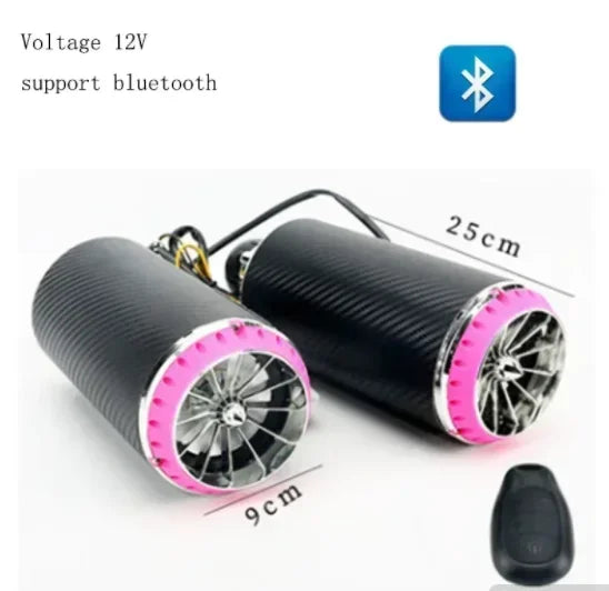 1pair Exhaust Pipe Motorcycle Electric Car Audio Bluetooth Subwoofer Plated Speaker