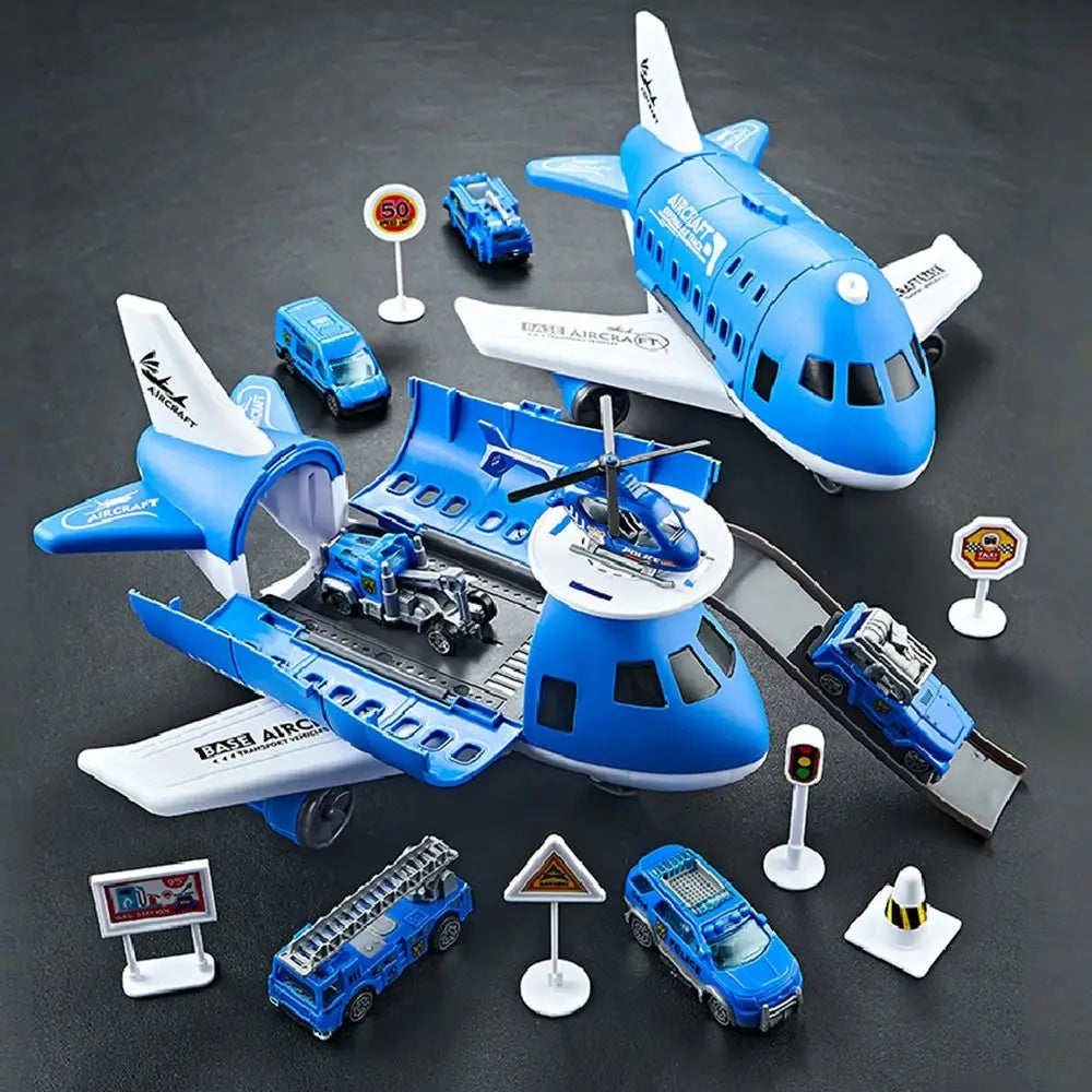 Creative Red Blue Inertia Rail Airplane Deformable Track Plastic Simulation Aircraft Model Random Car Helicopter Track