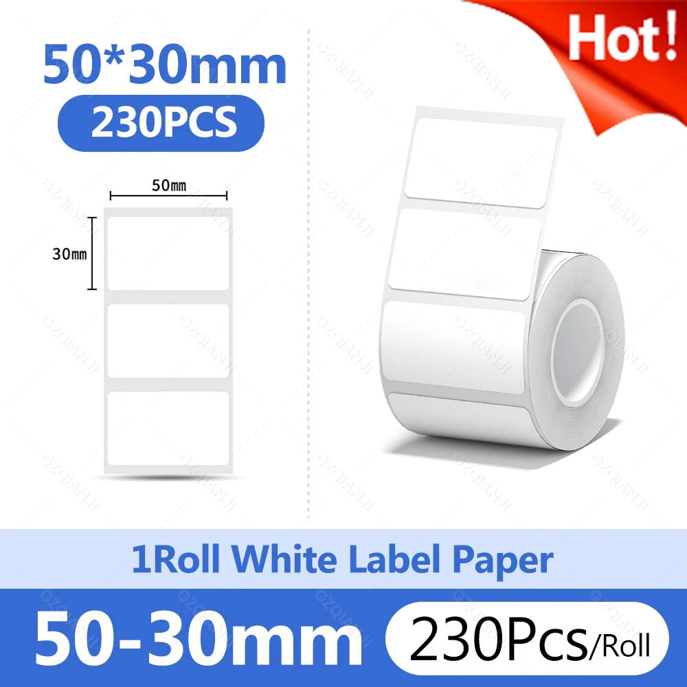 Niimbot B1 White Sticker Waterproof Paper Adhesive Nail Label Anti-Oil For B21 B31 Mini Portable Thermal Printer Tape More Size