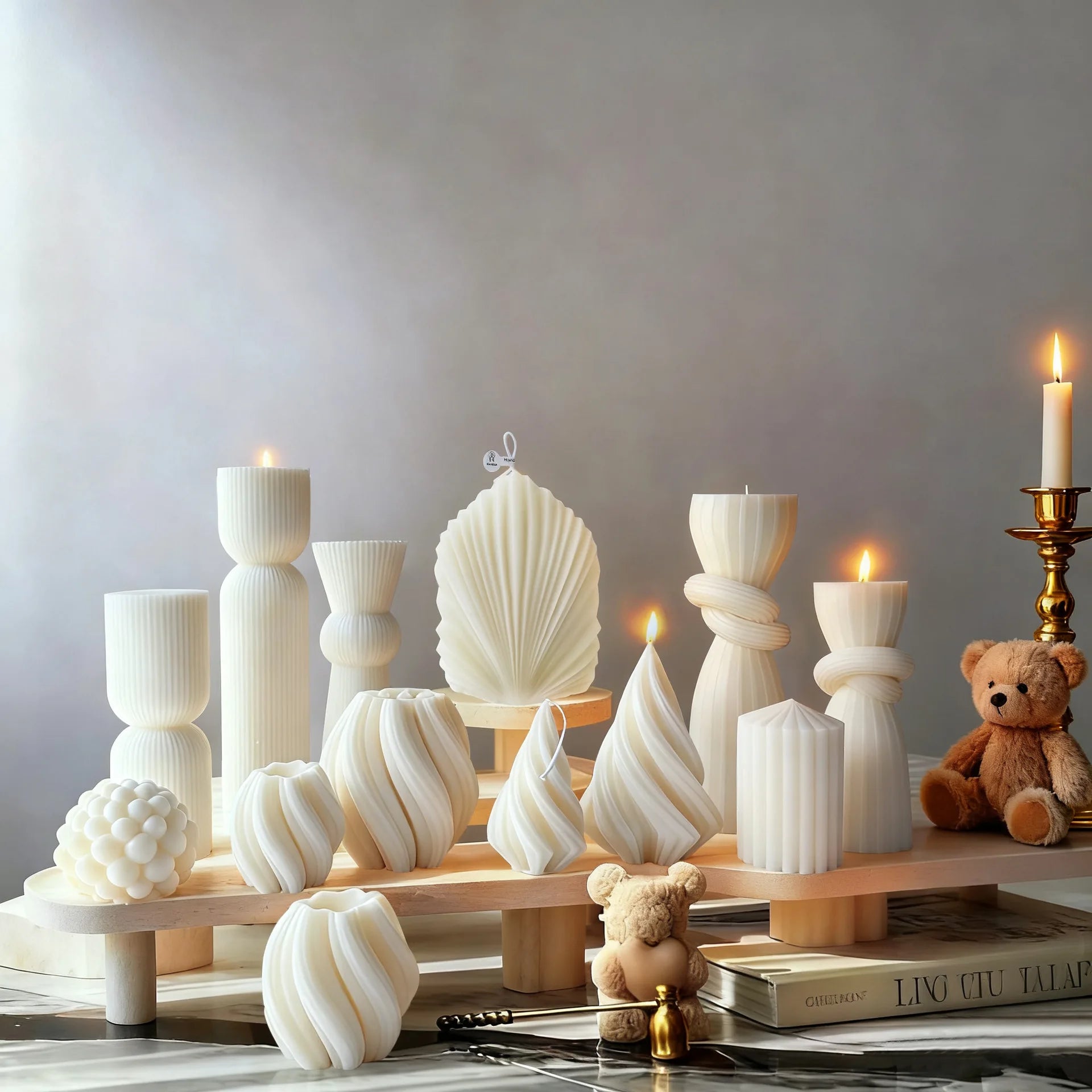 Nordic Minimalist White Scented Candle Atmosphere Home Decor Wedding Arrangement Cylinder Geometric Shape Fragrance Candle