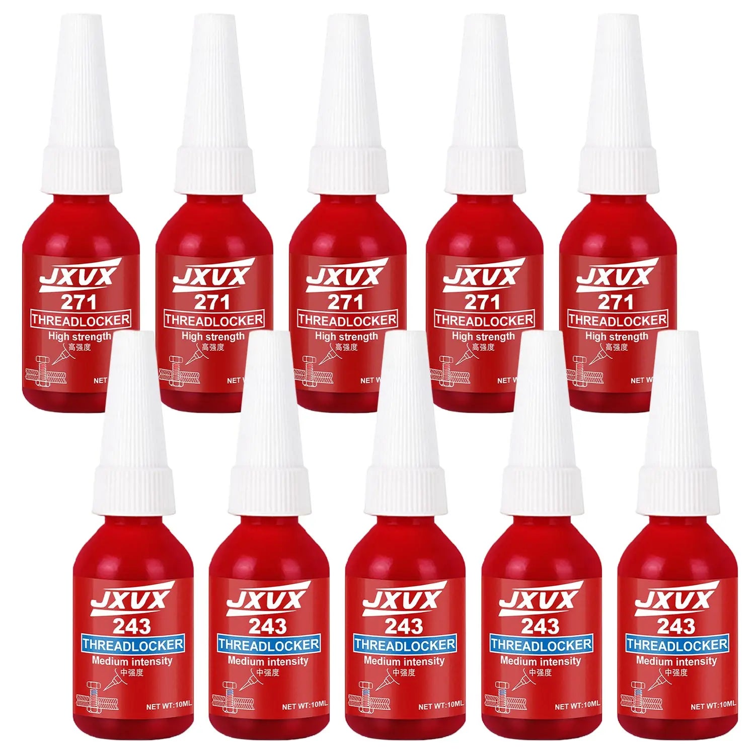 1-10pcs 243/271 10ml Threadlocker Medium Strength Threadlocker Anti Rust Blue Thread Locking Agent Adhesive Caulk Adhesives Sealer Quickly Cured Thread Locking Agent Sealant for Screws.