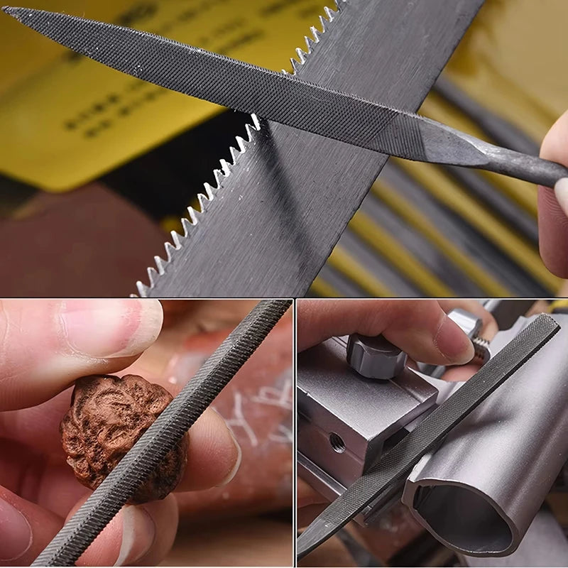 Premium Needle File Set-High-Carbon Steel Files Non-Slip Ergonomic Handles Precise Filing Wood Plastic Model Polishing Tool Set